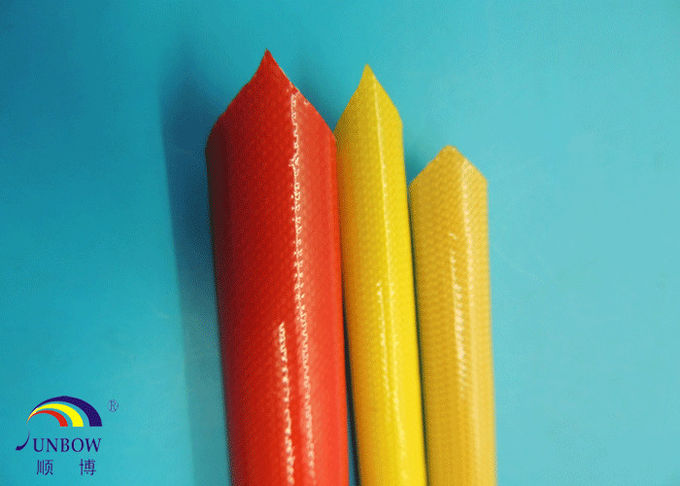 Bernsteinfarbiges Farbepolyurethanfiberglas, das 2500V Hitzebeständigkeit Sleeving ist